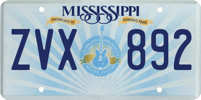 MS license plate ZVX892