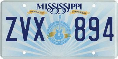 MS license plate ZVX894