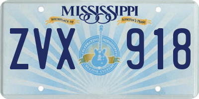 MS license plate ZVX918