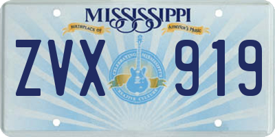 MS license plate ZVX919