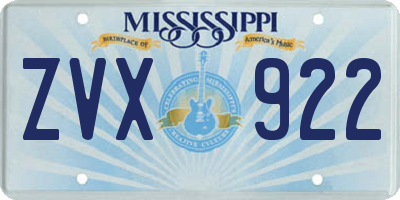 MS license plate ZVX922