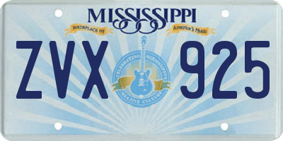 MS license plate ZVX925