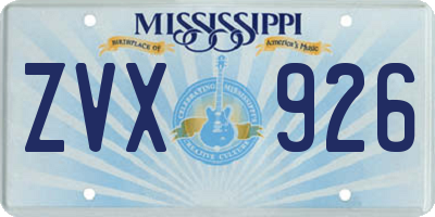 MS license plate ZVX926