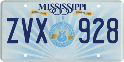 MS license plate ZVX928