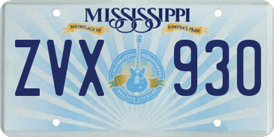 MS license plate ZVX930