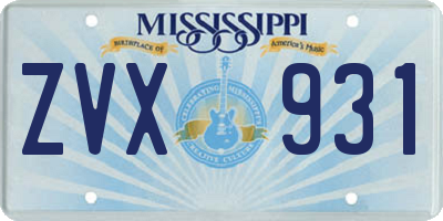 MS license plate ZVX931