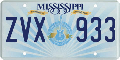 MS license plate ZVX933