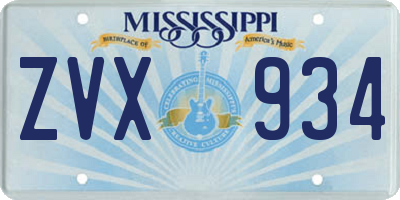 MS license plate ZVX934