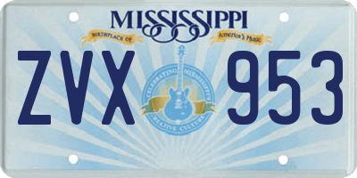 MS license plate ZVX953