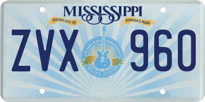 MS license plate ZVX960