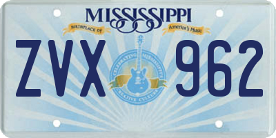 MS license plate ZVX962