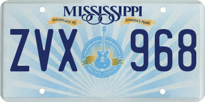 MS license plate ZVX968