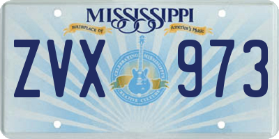 MS license plate ZVX973
