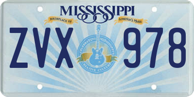 MS license plate ZVX978