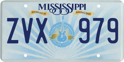 MS license plate ZVX979