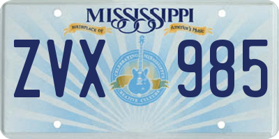 MS license plate ZVX985