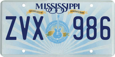 MS license plate ZVX986