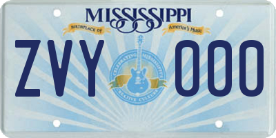 MS license plate ZVY000