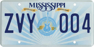 MS license plate ZVY004