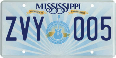 MS license plate ZVY005