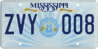 MS license plate ZVY008