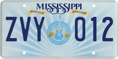 MS license plate ZVY012