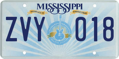 MS license plate ZVY018
