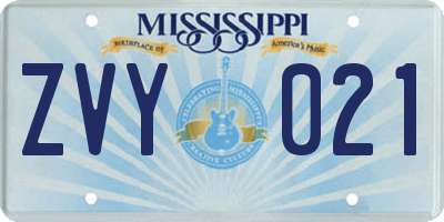 MS license plate ZVY021