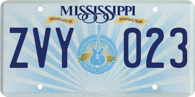 MS license plate ZVY023