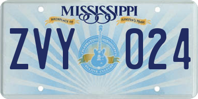 MS license plate ZVY024