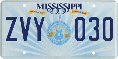 MS license plate ZVY030