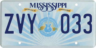 MS license plate ZVY033