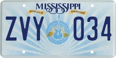MS license plate ZVY034