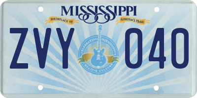 MS license plate ZVY040