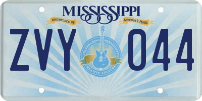 MS license plate ZVY044