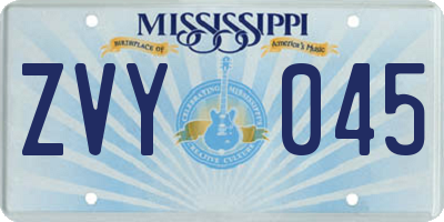 MS license plate ZVY045