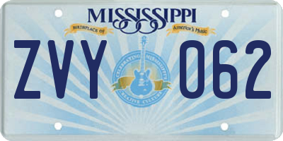 MS license plate ZVY062