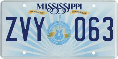 MS license plate ZVY063