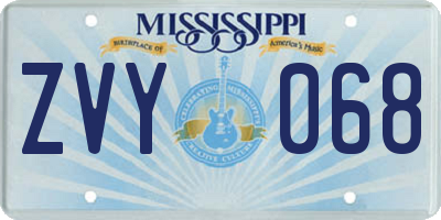 MS license plate ZVY068