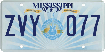 MS license plate ZVY077