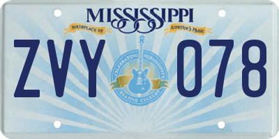 MS license plate ZVY078