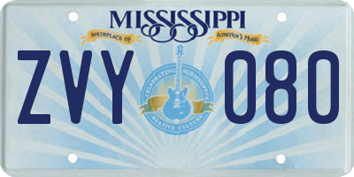 MS license plate ZVY080