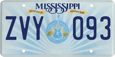 MS license plate ZVY093