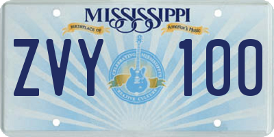 MS license plate ZVY100