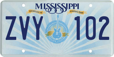 MS license plate ZVY102