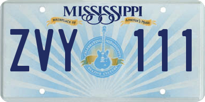 MS license plate ZVY111
