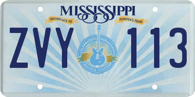 MS license plate ZVY113
