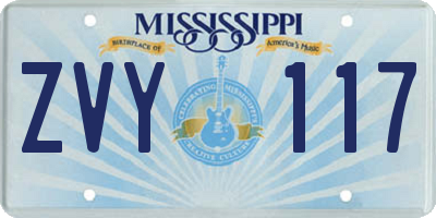 MS license plate ZVY117