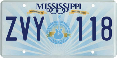 MS license plate ZVY118