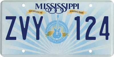 MS license plate ZVY124